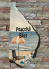 Antique West Virginia Roof Decoupaged PEACEFUL BLISS - Beach Theme 3-D Embellishments Shells and Sand Handmade Wall Art Unique Beach Lake House Gift- JAMsCraftCloset