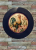PLATE CHARGER NAVY BLUE PLASTIC ROUND DECOUPAGED Upcycled Repurposed Wall Art or Shelf Sitter HEN PINK ROSES Kitchen Decor Home Decor Wall Art Gift WEDDING - JAMsCraftCloset