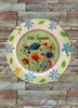 PLATE FLORAL PLASTIC ROUND DECOUPAGED Upcycled Repurposed Wall Art or Shelf Sitter HELLO SUMMER Green Red Blue Floral Home Decor Wall Art Gift WEDDING - JAMsCraftCloset