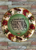 TRAY RED, WHITE, and GREEN ROUND SHAPED Embossed Poinsettias Plastic Decoupaged Upcycled Repurposed Christmas Theme HAVE YOURSELF A MERRY LITTLE CHRISTMAS Wall Art Shelf Sitter Decor Gift - JAMsCraftCloset