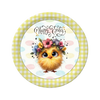 ROUND DIGITAL Graphic Design CHICK WITH FLOWERS IN HER HAIR - HAPPY EASTER Sublimation PNG SVG Country Farmhouse Home Decor Sign Shelf Sitter Wall Art Decor Wreath EASTER Design Gift Crafters Delight - JAMsCraftCloset