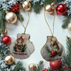 SCALLOP SEASHELL CHRISTMAS ORNAMENT- MICE Christmas Ornaments SET 1 - HOLIDAY DECOR - Handmade Hand Painted DECOUPAGED Repurposed Upcycled Gift SET OF 2 Ornaments - JAMsCraftCloset