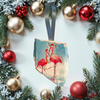 Antique West Virginia Roof Decoupaged Christmas Ornament - Flamingos With Lights - Handmade Holiday Tree Decor Unique Beach Lake House Gift - JAMsCraftCloset