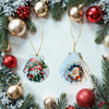 SCALLOP SEASHELL CHRISTMAS ORNAMENT- SANTA SET 4 - BEACH COASTAL DECOR - Handmade Hand Painted DECOUPAGED Repurposed Upcycled Gift SET OF 2 Ornaments {{ JAMsCraftCloset }}