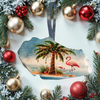 Antique West Virginia Roof Decoupaged Christmas Ornament - Flamingo With Palm Tree 2 - Handmade Holiday Tree Decor Unique Beach Lake House Gift - JAMsCraftCloset