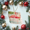 Antique West Virginia Roof Decoupaged Christmas Ornament - 2 Flamingo in Water - Handmade Holiday Tree Decor Unique Beach Lake House Gift - JAMsCraftCloset