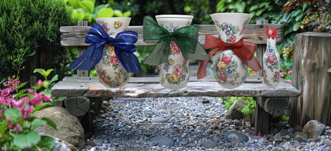 Glass Vase Decoupaged Red Blue Yellow Floral Wedding Decor Shelf Sitter Floral Vase Flower Vase Gift Idea Shower Decor Table Decor Centerpiece Home Decor Cottage Chic Farmhouse Decor Victorian Decor - JAMsCraftCloset