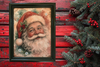 Vintage Wood Frame Decoupage On Glass SANTA SNOWFLAKES HOLLY Christmas Wall Art Shelf Sitter Gift Idea JAMsCraftCloset