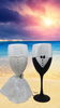 Stemware Glasses BRIDE and GROOM WINE Toasting Glasses WEDDING Hand Painted Black and White With Bling and Lace - JAMsCraftCloset