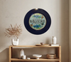 PLATE CHARGER NAVY BLUE PLASTIC ROUND DECOUPAGED Upcycled Repurposed Wall Art or Shelf Sitter WELCOME Decor Kitchen Decor Home Decor Wall Art Gift WEDDING - JAMsCraftCloset