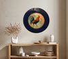 PLATE CHARGER NAVY BLUE PLASTIC ROUND DECOUPAGED Upcycled Repurposed Wall Art or Shelf Sitter RISE AND SHINE ROOSTER Decor Kitchen Decor Home Decor Wall Art Gift WEDDING - JAMsCraftCloset