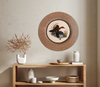 CHARGER PLATE Tan BURLAP Covered PLASTIC ROUND - DUCK FLYING RIGHT - CRANSTON FABRIC PRINT DECOUPAGE Upcycled Wall Art - Shelf Sitter Man Cave Home Decor Gift - JAMsCraftCloset