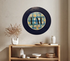 PLATE CHARGER NAVY BLUE PLASTIC ROUND DECOUPAGED Upcycled Repurposed Wall Art or Shelf Sitter EAT Kitchen Decor Home Decor Wall Art Gift WEDDING - JAMsCraftCloset