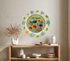 PLATE FLORAL PLASTIC ROUND DECOUPAGED Upcycled Repurposed Wall Art or Shelf Sitter HELLO SUMMER Green Red Blue Floral Home Decor Wall Art Gift WEDDING - JAMsCraftCloset