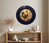 PLATE CHARGER NAVY BLUE PLASTIC ROUND DECOUPAGED Upcycled Repurposed Wall Art or Shelf Sitter HEN PINK ROSES Kitchen Decor Home Decor Wall Art Gift WEDDING - JAMsCraftCloset