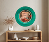 PLATE CHARGER TEAL AQUA PLASTIC ROUND DECOUPAGED Upcycled Repurposed Wall Art or Shelf Sitter WITH YOU I AM HOME Home Decor Wall Art Gift WEDDING - JAMsCraftCloset