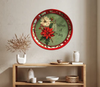 TRAY RED RED GREEN PLASTIC ROUND Decoupaged Hand Painted Upcycled Repurposed POINSETTIAS - TIDINGS OF JOY Home Decor Christmas Wall Art Shelf Sitter Gift - JAMsCraftCloset