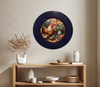 PLATE CHARGER NAVY BLUE PLASTIC ROUND DECOUPAGED Upcycled Repurposed Wall Art or Shelf Sitter HEN WITH EGGS 4TH OF JULY Decor Kitchen Decor Home Decor Wall Art Gift WEDDING - JAMsCraftCloset