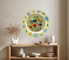 PLATE FLORAL PLASTIC ROUND DECOUPAGED Upcycled Repurposed Wall Art or Shelf Sitter LAZY DAYS OF SUMMER Green Red Blue Floral Home Decor Wall Art Gift WEDDING - JAMsCraftCloset