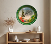 TRAY GREEN PLASTIC ROUND Decoupaged Hand Painted Upcycled Repurposed BEACH SCENE - MOST WONDERFUL TIME OF THE YEAR Home Decor Christmas Wall Art Shelf Sitter Gift - JAMsCraftCloset