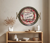 TRAY SILVER METAL With GOLD Handles Mid-Century Modern ROUND Decoupaged Hand Painted Upcycled Repurposed Wall Art or Shelf Sitter WITH YOU I AM HOME Home Decor Gift - JAMsCraftCloset