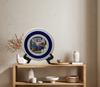 Glass PLATE Round IT IS OK TO BE A LITTLE BLUE - BLUEBERRIES Country Farmhouse Kitchen Shelf Sitter Handmade Decoupaged Repurposed Upcycled Birthday Gift Idea - JAMsCraftCloset