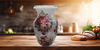 Glass VASE Decoupaged RED and PINK ROSES Wedding Decor Shelf Sitter Vase Shabby Chic Victorian BoHo Decor Gift Idea - JAMsCraftCloset