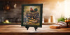 Vintage Wood Frame Decoupaged on Glass - Hen With Chicks in Wagon - Shelf Sitter Handmade Country Farm Decor Wall Art Gift - JAMsCraftCloset