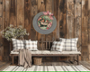 Galvanized Metal Round Charger Plate With Hanging Hook Decoupaged Farmhouse Country Wall Art Shelf Sitter WELCOME TO THE COOP Bathroom Decor Handmade Gift Idea - JAMsCraftCloset