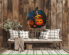 LARGE WOODEN PUMPKIN Handmade and Hand Painted Wall Art Shelf Sitter HAPPY FALL Decoupaged FALL Decor Gift Idea Door Decor Home Decor Unique - JAMsCraftCloset