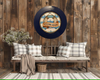PLATE CHARGER NAVY BLUE PLASTIC ROUND DECOUPAGED Upcycled Repurposed Wall Art or Shelf Sitter WELCOME ABOARD Boat Decor Kitchen Decor Home Decor Wall Art Gift WEDDING - JAMsCraftCloset