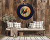 PLATE CHARGER NAVY BLUE PLASTIC ROUND DECOUPAGED Upcycled Repurposed Wall Art or Shelf Sitter RISE AND SHINE ROOSTER Decor Kitchen Decor Home Decor Wall Art Gift WEDDING - JAMsCraftCloset