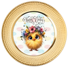 ROUND DIGITAL Graphic Design CHICK WITH FLOWERS IN HER HAIR - HAPPY EASTER Sublimation PNG SVG Country Farmhouse Home Decor Sign Shelf Sitter Wall Art Decor Wreath EASTER Design Gift Crafters Delight - JAMsCraftCloset