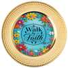 ROUND Digital Graphic Design - WALK BY FAITH VIBRANT FLORAL BLUE BACKGROUND - Wedding Gift HOME DECOR Sublimation Decoupage PNG SVG PDF JPEG Country Farmhouse Wall Art Shelf Sitter Gift Crafters Delight - JAMsCraftCloset
