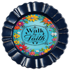 ROUND Digital Graphic Design - WALK BY FAITH VIBRANT FLORAL BLUE BACKGROUND - Wedding Gift HOME DECOR Sublimation Decoupage PNG SVG PDF JPEG Country Farmhouse Wall Art Shelf Sitter Gift Crafters Delight - JAMsCraftCloset