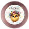 ROUND DIGITAL Graphic Design CHICK WITH FLOWERS IN HER HAIR - HAPPY EASTER Sublimation PNG SVG Country Farmhouse Home Decor Sign Shelf Sitter Wall Art Decor Wreath EASTER Design Gift Crafters Delight - JAMsCraftCloset