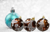 Large Decoupaged With White Lace and Pearls Rusty Brown Christmas Bulbs Holiday Decor Tree Decor Bowl Filler Shelf Sitter Gift Idea - JAMsCraftCloset