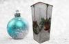 Glass VASE Decoupaged CHRISTMAS BULBS Shelf Sitter Co7untry Farmhouse Shabby Chic Victorian BoHo Decor Holiday Decor Gift Idea - JAMsCraftCloset