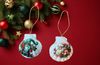 SCALLOP SEASHELL CHRISTMAS ORNAMENT- SANTA SET 1 - BEACH COASTAL DECOR - Handmade Hand Painted DECOUPAGED Repurposed Upcycled Gift SET OF 2 Ornaments {{ JAMsCraftCloset }}