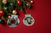 SCALLOP SEASHELL CHRISTMAS ORNAMENT- Set 5 BEACH COASTAL DECOR - Handmade Hand Painted DECOUPAGED Repurposed Upcycled Gift SET OF 2 Ornaments - JAMsCraftCloset