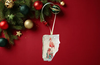 Antique West Virginia Roof Decoupaged Christmas Ornament - Flamingo With Packages - Handmade Holiday Tree Decor Unique Beach Lake House Gift - JAMsCraftCloset