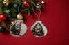 SCALLOP SEASHELL CHRISTMAS ORNAMENT- Set 4 BEACH COASTAL DECOR - Handmade Hand Painted DECOUPAGED Repurposed Upcycled Gift SET OF 2 Ornaments {{ JAMsCraftCloset }}