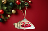 Antique West Virginia Roof Decoupaged Christmas Ornament - Santa Sliding On A Flamingo - Handmade Holiday Tree Decor Unique Beach Lake House Gift - JAMsCraftCloset