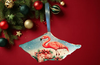 Antique West Virginia Roof Decoupaged Christmas Ornament - Flamingo With Package - Handmade Holiday Tree Decor Unique Beach Lake House Gift - JAMsCraftCloset