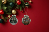 SCALLOP SEASHELL CHRISTMAS ORNAMENT- MICE Christmas Ornaments SET 6 - HOLIDAY DECOR - Handmade Hand Painted DECOUPAGED Repurposed Upcycled Gift SET OF 2 Ornaments - JAMsCraftCloset