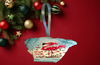 Antique West Virginia Roof Decoupaged Christmas Ornament - Flamingo Deck The Halls - Handmade Holiday Tree Decor Unique Beach Lake House Gift - JAMsCraftCloset