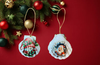SCALLOP SEASHELL CHRISTMAS ORNAMENT- SANTA SET 4 - BEACH COASTAL DECOR - Handmade Hand Painted DECOUPAGED Repurposed Upcycled Gift SET OF 2 Ornaments {{ JAMsCraftCloset }}