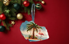 Antique West Virginia Roof Decoupaged Christmas Ornament - Flamingo With Palm Tree 2 - Handmade Holiday Tree Decor Unique Beach Lake House Gift - JAMsCraftCloset