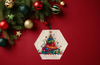 HEXAGON 3.25 by 3 Inch Ceramic Tile Decoupaged Ornaments Handmade Christmas Tree Ornament Package Decor Gift Idea Home Decor Unique - JAMsCraftCloset
