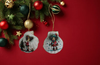 SCALLOP SEASHELL CHRISTMAS ORNAMENT- Set 9 BEACH COASTAL DECOR - Handmade Hand Painted DECOUPAGED Repurposed Upcycled Gift SET OF 2 Ornaments